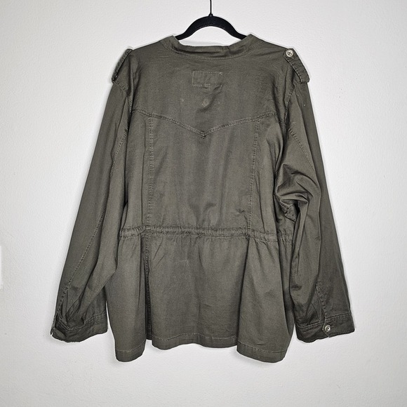 Torrid Womens 4X Green Cardigan Jacket Open Front Pockets Long Sleeve Utility - Picture 2 of 8